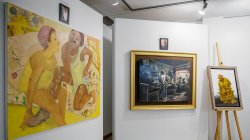Three art pieces featured in Scott H. Kaplan Art Gallery.