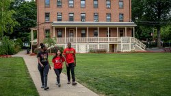 Students walking on Bloomfield campus.