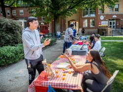 Students interacting at club fair