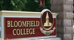 Bloomfield College entrance with College logo.
