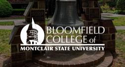 Bloomfield College of Montclair State University logo in front of photo of bell
